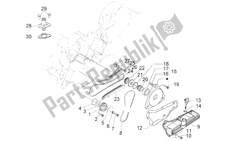 Tutte le parti per il Pompa Dell'olio del Aprilia Scarabeo 50 4T 4V NET 2009