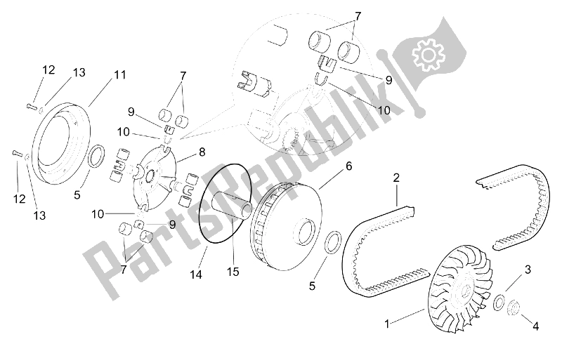 All parts for the Variator of the Aprilia Leonardo 250 ENG Yamaha 1999