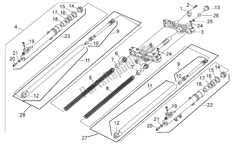 All parts for the Front Fork of the Aprilia RX SX 50 2006