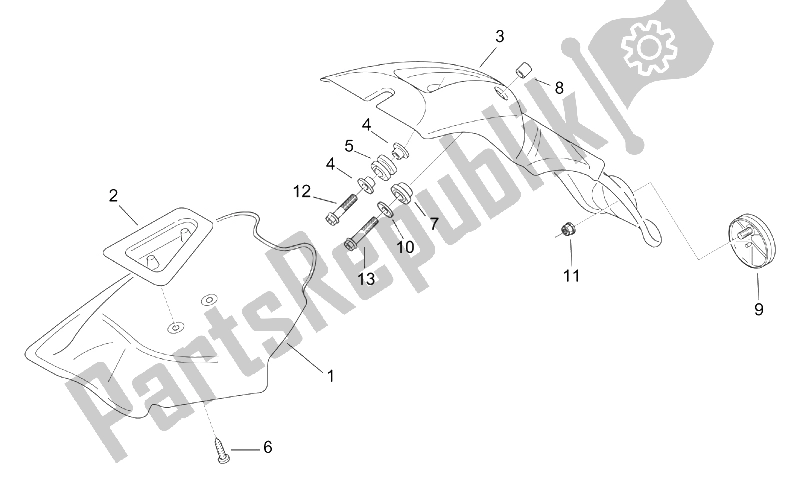 All parts for the Rear Body Iii - Mudguard of the Aprilia Scarabeo 100 2T ENG Yamaha 2000