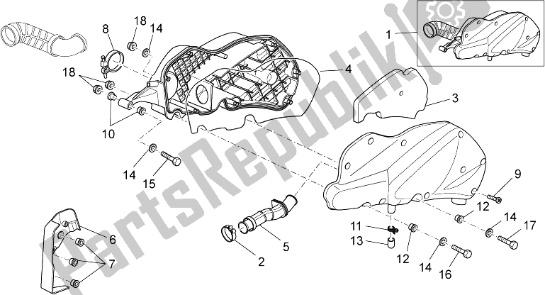 Todas las partes para Caja De Aire de Aprilia Sport City Cube 125 200 Carb E3 2008