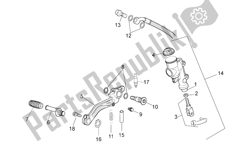 All parts for the Rear Master Cylinder of the Aprilia RSV4 Aprc R ABS 1000 2013