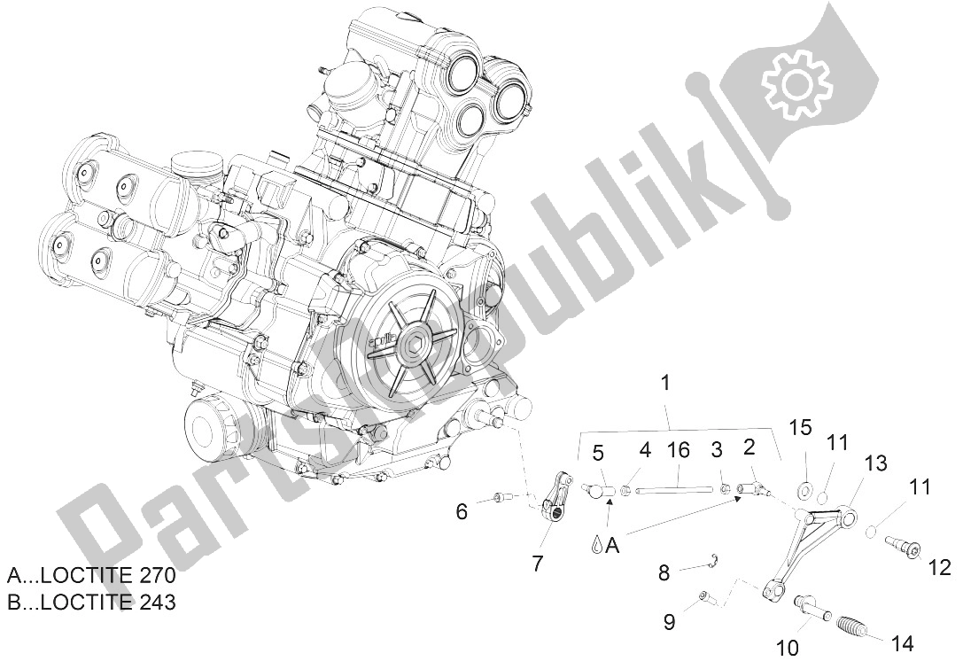 Alle onderdelen voor de Versnellingspook van de Aprilia Caponord 1200 USA 2015