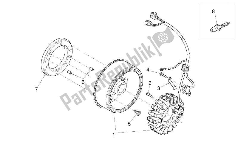 All parts for the Ignition Unit of the Aprilia RXV 450 550 2009