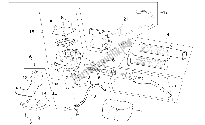 All parts for the Lh Controls of the Aprilia Scarabeo 125 150 200 ENG Rotax 1999