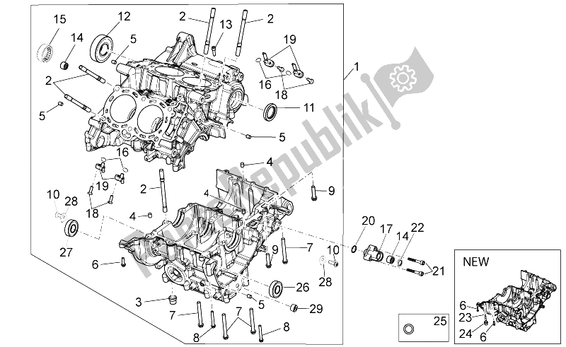 All parts for the Crank-case I of the Aprilia RSV4 Aprc R ABS 1000 2013
