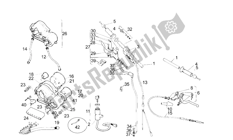 Todas as partes de Guiador - Controles do Aprilia AF1 Futura 50 1991