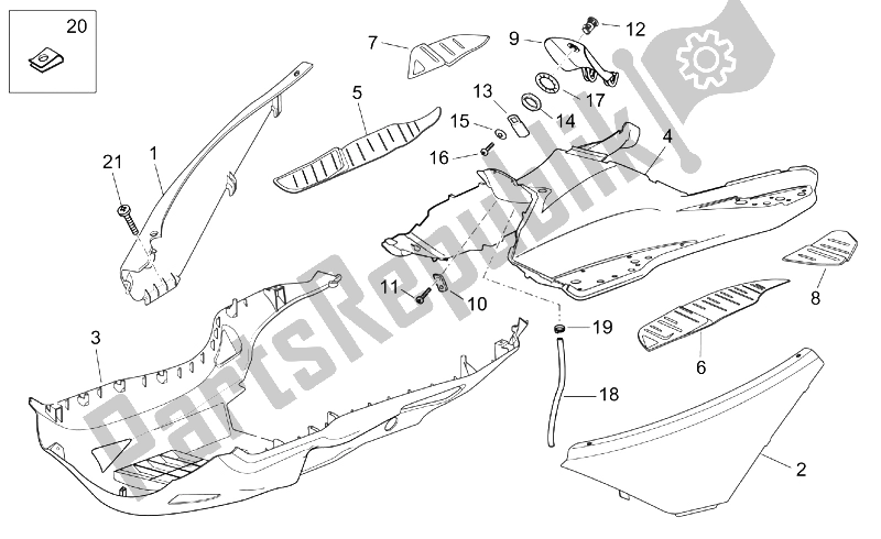 All parts for the Central Body of the Aprilia Atlantic 125 200 250 2003