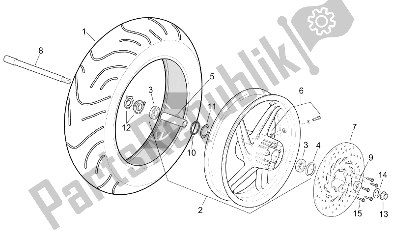 Toutes les pièces pour le Roue Avant du Aprilia Leonardo 250 ST ENG Yamaha 2001