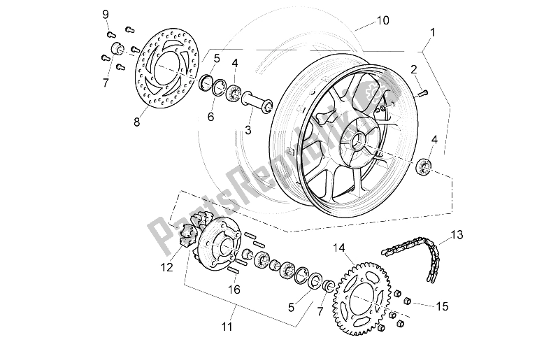 All parts for the Rear Wheel I of the Aprilia Pegaso Strada Trail 650 IE 2005