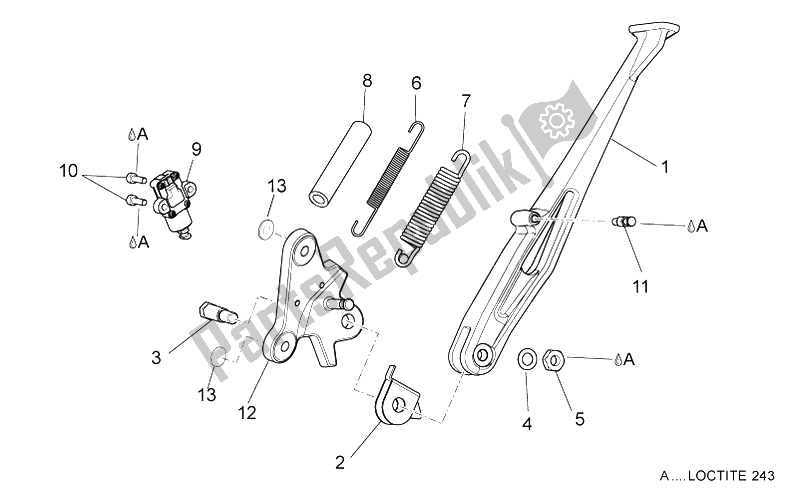 Alle Teile für das Zentraler Ständer des Aprilia Dorsoduro 1200 2010