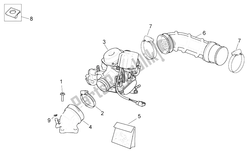 All parts for the Carburettor of the Aprilia Sport City Street 125 4T 4V E3 2012