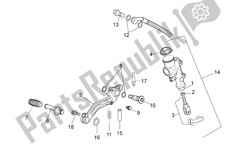 Todas las partes para Cilindro Maestro Trasero de Aprilia Tuono 1000 V4 R STD Aprc 2011