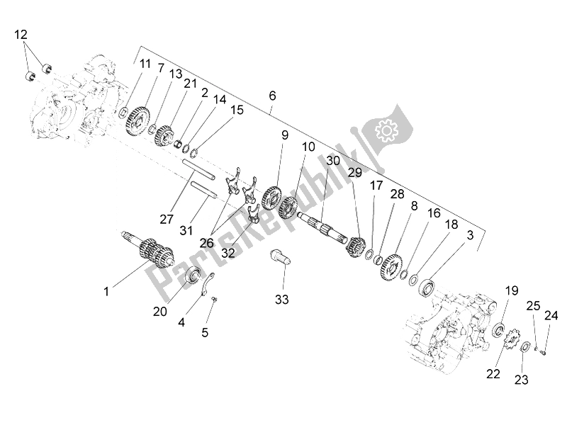 Tutte le parti per il Scatola Ingranaggi - Gruppo Ingranaggi del Aprilia RS4 50 2T 2011