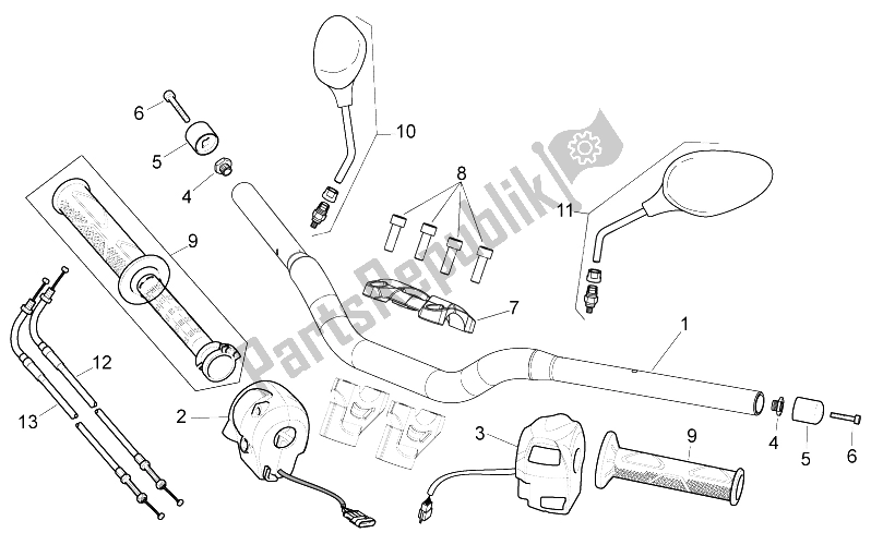 Todas las partes para Manillar - Controles de Aprilia Shiver 750 2007