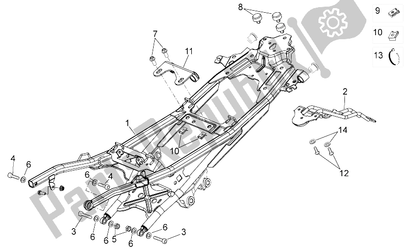 Alle onderdelen voor de Zadelsteun van de Aprilia Shiver 750 PA 2015