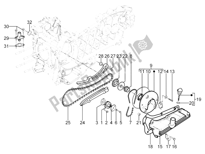 Alle onderdelen voor de Oliepomp van de Aprilia SR Motard 125 4T E3 2012