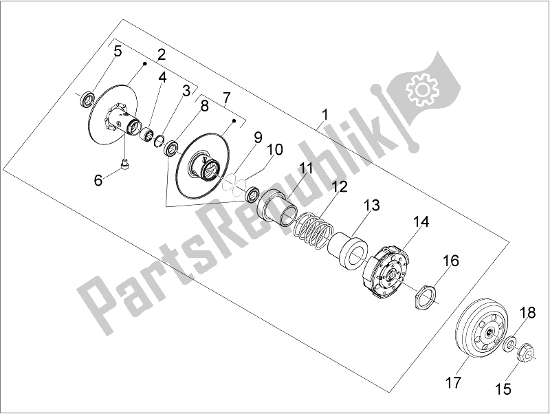 All parts for the Driven Pulley of the Aprilia SR 300 MAX 2011