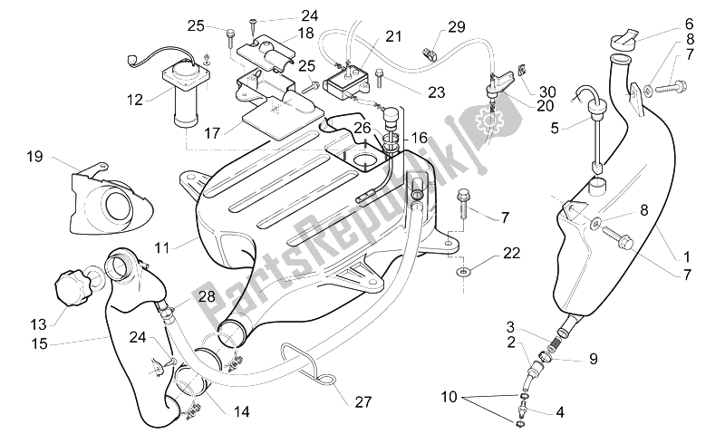 All parts for the Fuel Tank of the Aprilia Gulliver 50 AIR 1995