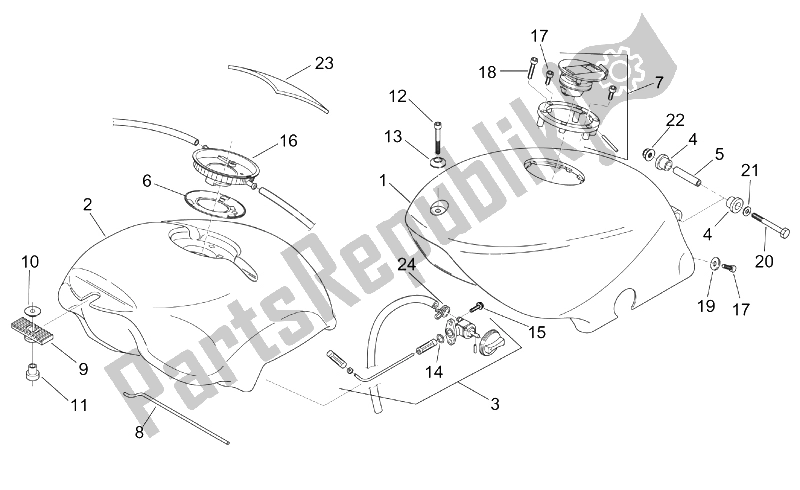 Alle Teile für das Treibstofftank des Aprilia RS 125 Tuono 2003