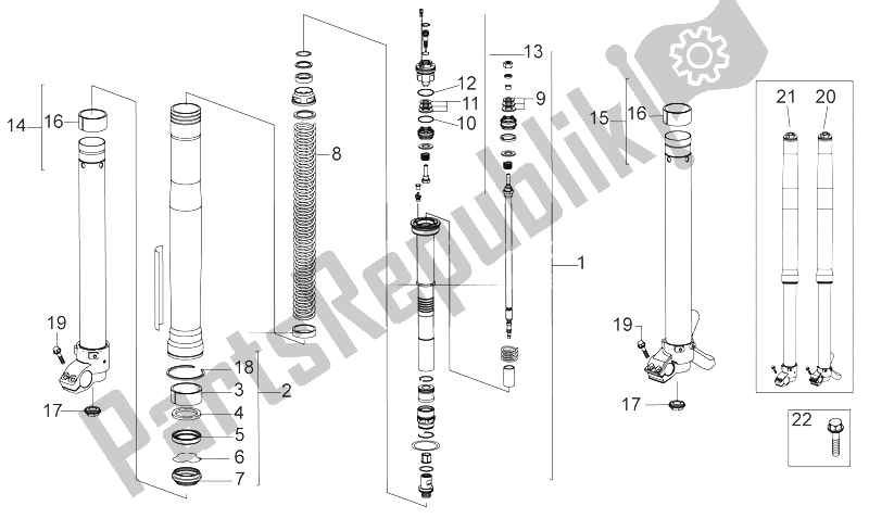 All parts for the Front Fork Iii of the Aprilia RXV SXV 450 550 2006