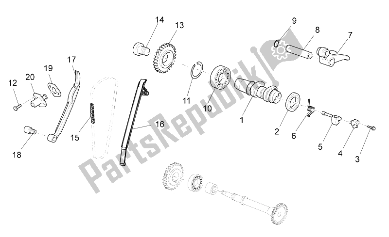 Todas las partes para Sistema De Sincronización Del Cilindro Trasero de Aprilia RXV SXV 450 550 2006