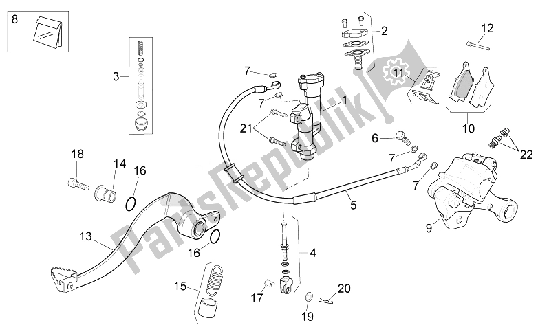 All parts for the Rear Brake System of the Aprilia MXV 450 Cross 2008