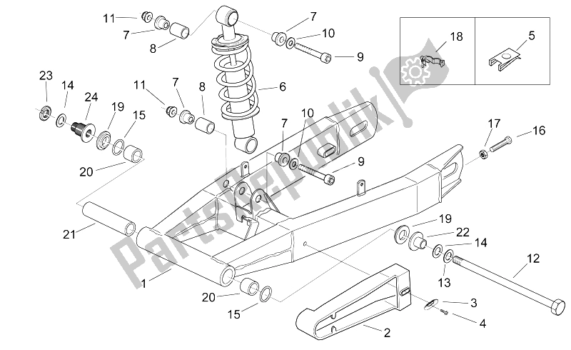 Tutte le parti per il Forcellone - Ammortizzatore del Aprilia RS 50 1999