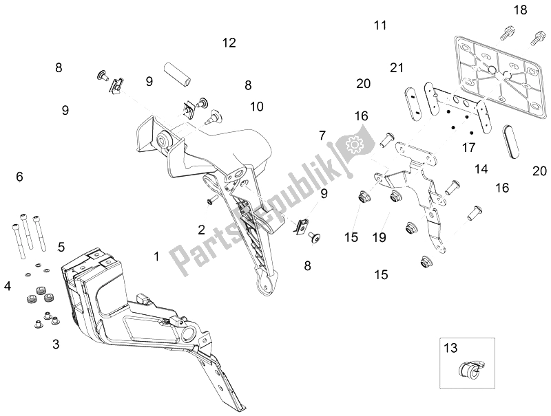 Toutes les pièces pour le Corps Arrière Iii du Aprilia Dorsoduro 750 ABS USA 2015