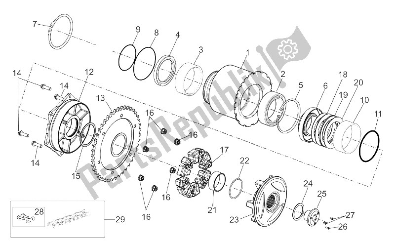 All parts for the Rear Wheel Ii of the Aprilia RST 1000 Futura 2001