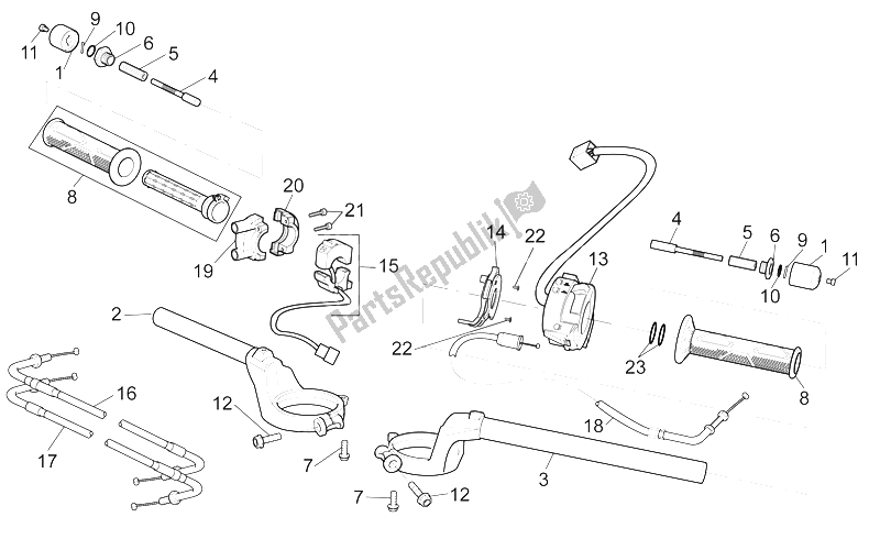 All parts for the Handlebar of the Aprilia RSV Mille 1000 2000