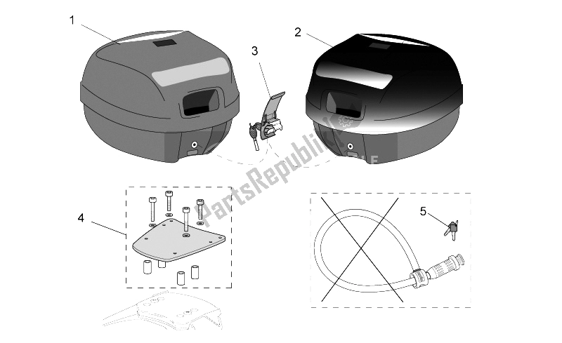 All parts for the Acc. - Top/cases, Side Cases of the Aprilia Leonardo 250 ST ENG Yamaha 2001