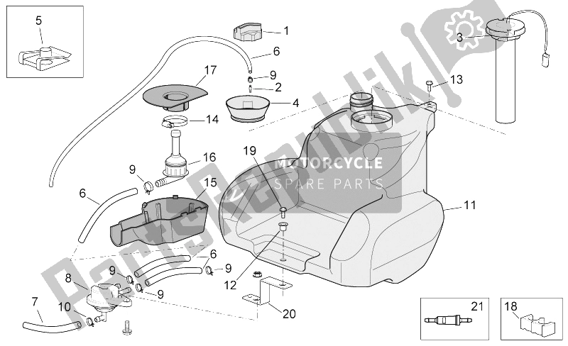 All parts for the Tank of the Aprilia Scarabeo 50 4T 4V NET 2009