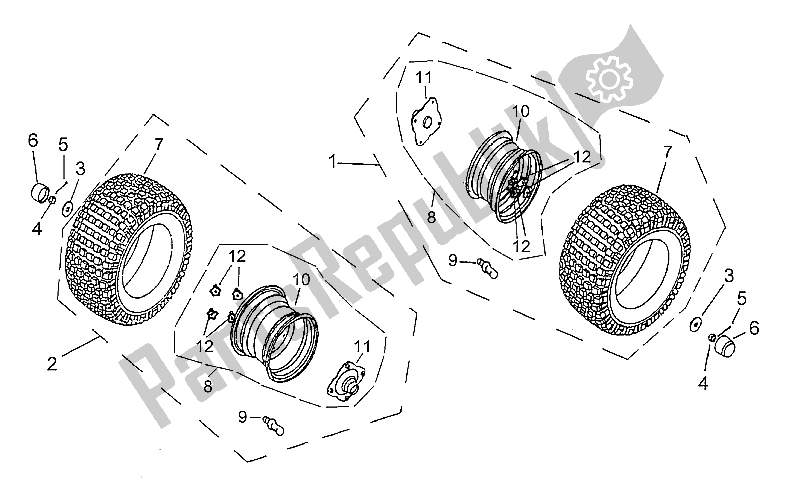 All parts for the Rear Wheel of the Aprilia Quasar 125 180 2003