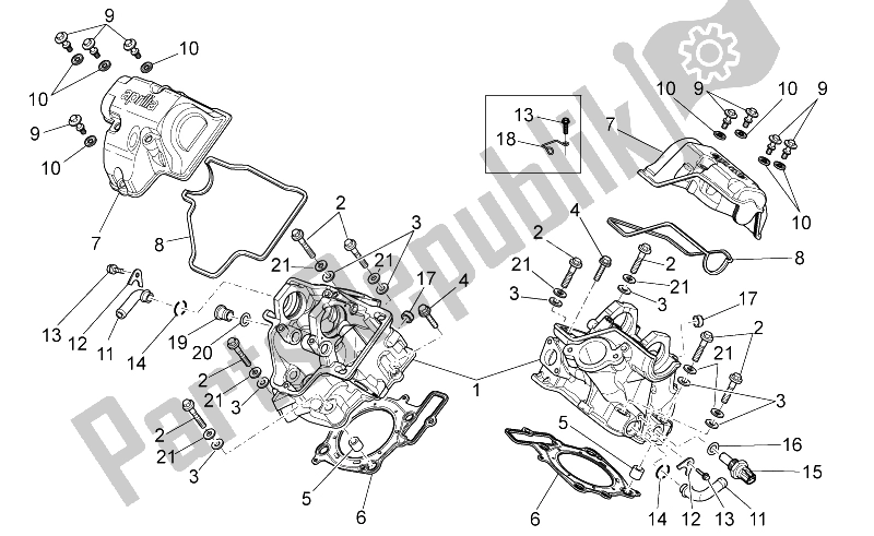All parts for the Cylinder Head of the Aprilia SXV 450 550 2009