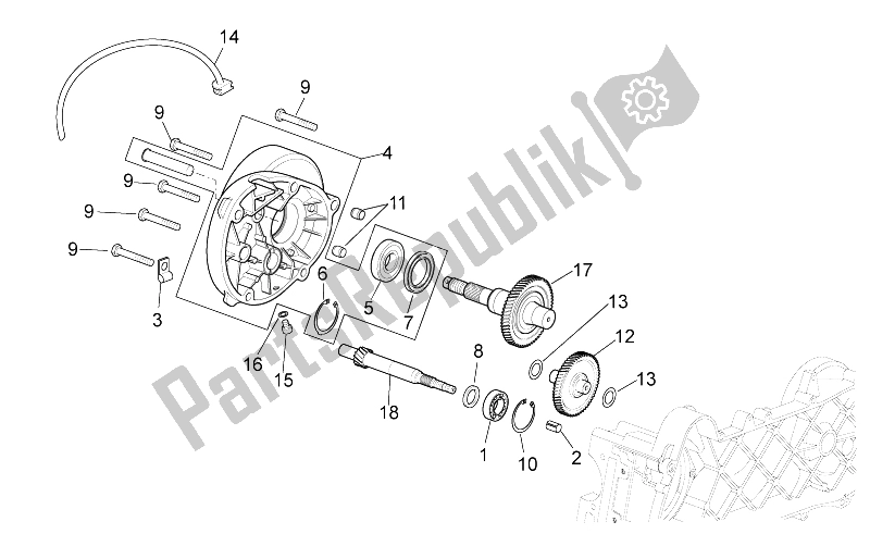 Toutes les pièces pour le Transmission Transmission Finale du Aprilia Scarabeo 50 2T E2 ENG Piaggio 2010