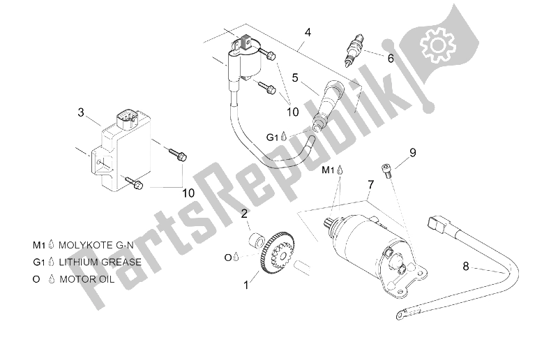 Todas las partes para Motor De Arranque de Aprilia Leonardo 125 150 1999