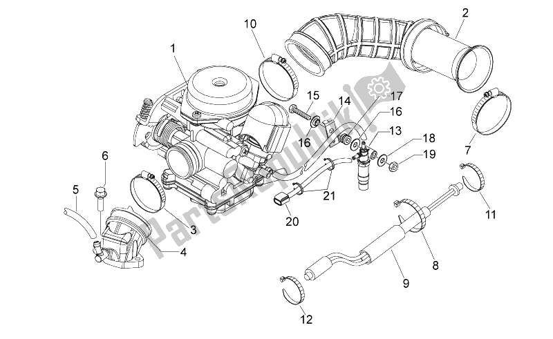 Alle onderdelen voor de Carburateur I van de Aprilia Scarabeo 50 4T 4V 2014