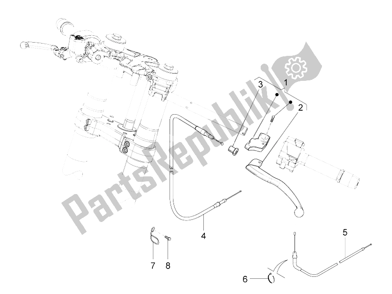 Todas as partes de Controle De Embreagem do Aprilia RS4 50 2T 2014