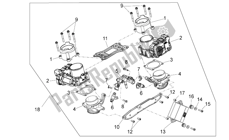 Alle Teile für das Drosselklappengehäuse des Aprilia Dorsoduro 750 ABS 2008