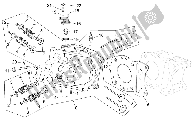 Toutes les pièces pour le Culasse du Aprilia Sport City Cube 125 200 Carb E3 2008