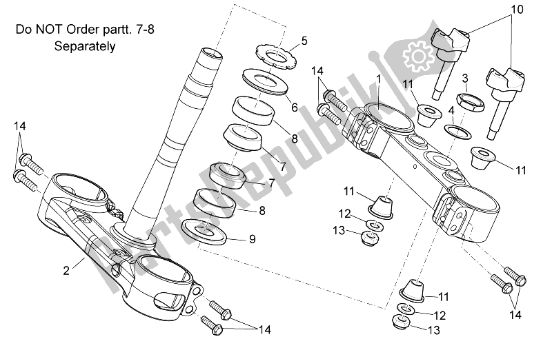 All parts for the Steering of the Aprilia MXV 450 Cross 2008