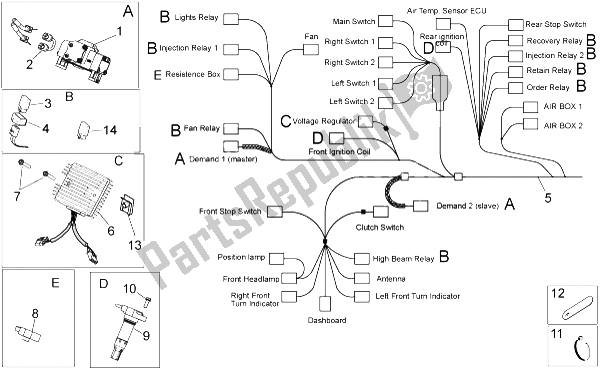 All parts for the Electrical System I of the Aprilia Dorsoduro 750 ABS USA 2015