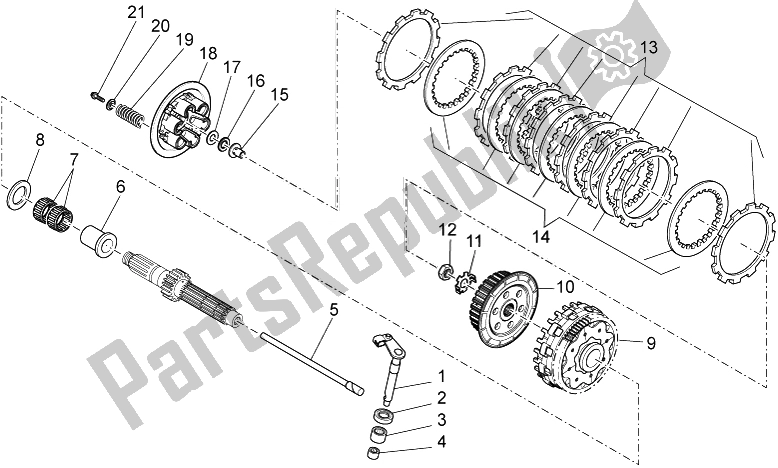 All parts for the Clutch I of the Aprilia MXV 450 Cross 2008