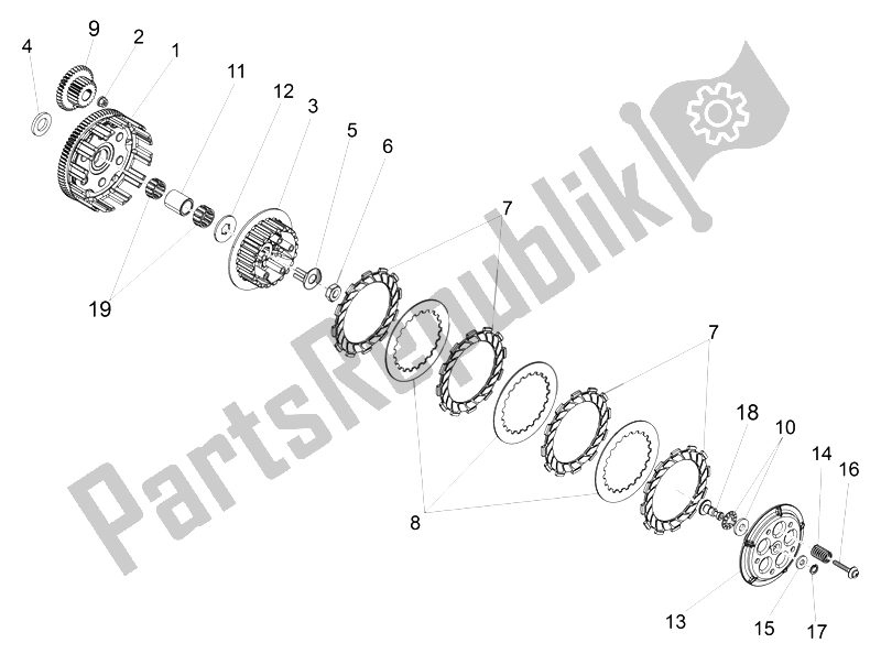 All parts for the Clutch of the Aprilia RS4 50 2T 2011