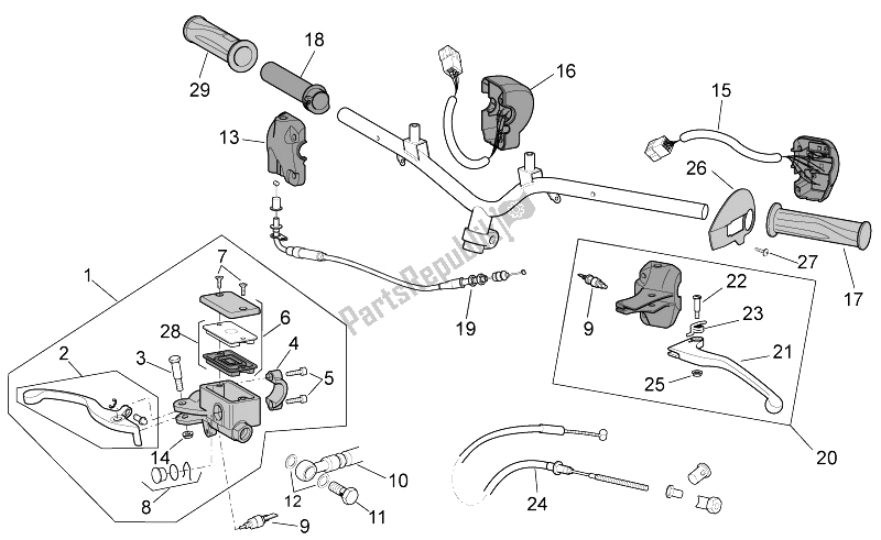 Alle onderdelen voor de Bedieningselementen van de Aprilia Scarabeo 50 4T 4V 2014