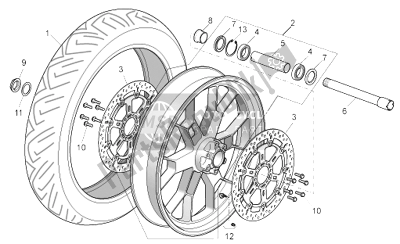 All parts for the Front Wheel Factory of the Aprilia RSV Tuono 1000 2006