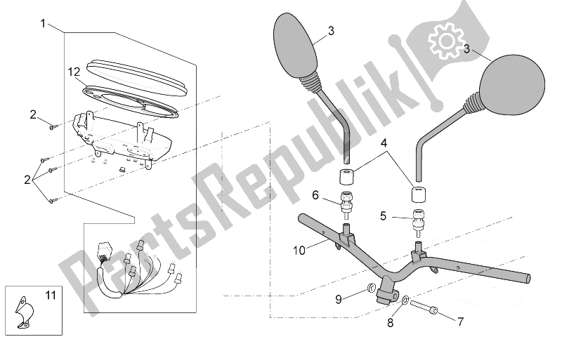 All parts for the Handlebar - Dashboard of the Aprilia Scarabeo 50 4T 4V E2 2009