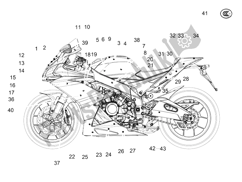 Tutte le parti per il Decalcomania del Aprilia RSV4 Racing Factory L E USA 1000 2016