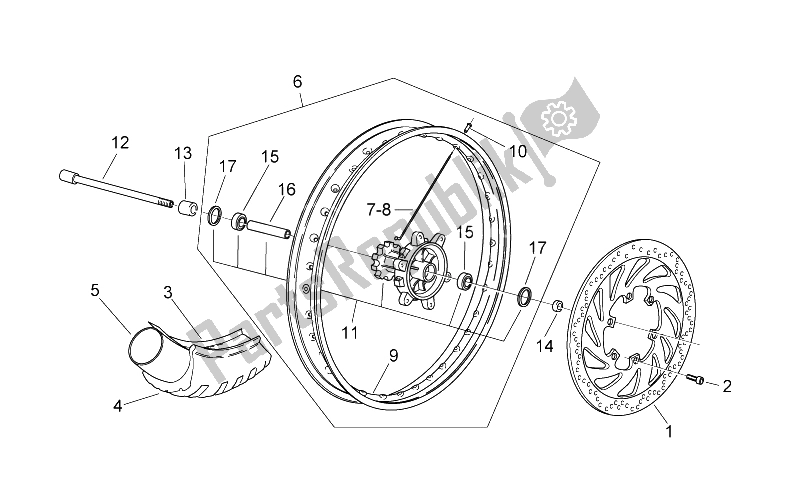 All parts for the Front Wheel Ii of the Aprilia Pegaso Strada Trail 650 IE 2005